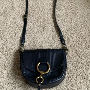 Frye Black Leather Crossbody Bag with Gold Accents